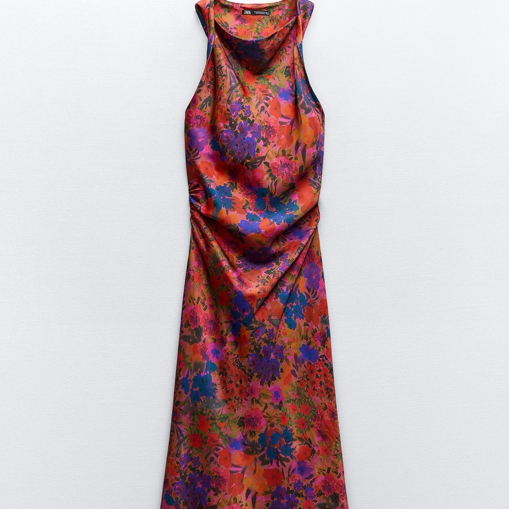 Zara Vibrant Floral Maxi Dress - Red and Purple